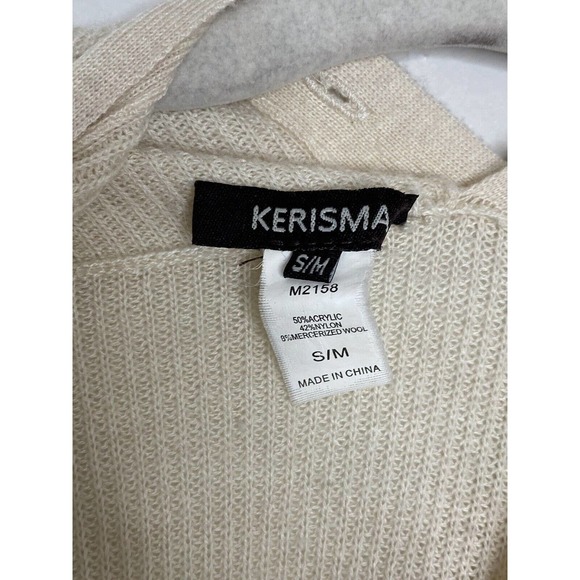 Kerisma Women’s Cropped Ivory Ribbed V Neck Dolman Cardigan Size S/M - Picture 3 of 7